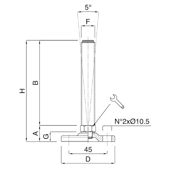 Martin Piede Zincato Base con Fori Snodato 5° D.MM 60 - MARTIN - Immagine 2